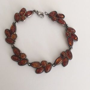 Vintage Silver filigree Amber, Orange bracelet